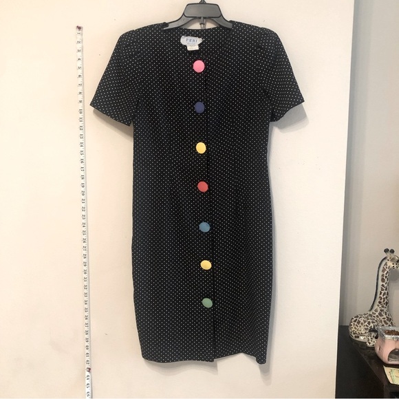 Women’s Vintage Peri Petite black and white polka dots dress.Made in USA - Picture 1 of 6
